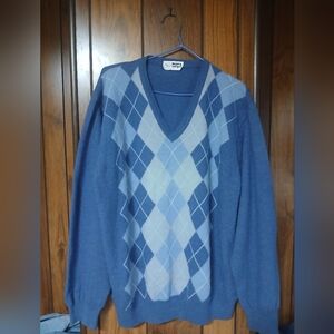 Mauro Sergio Blue Argyle V-Neck Sweater